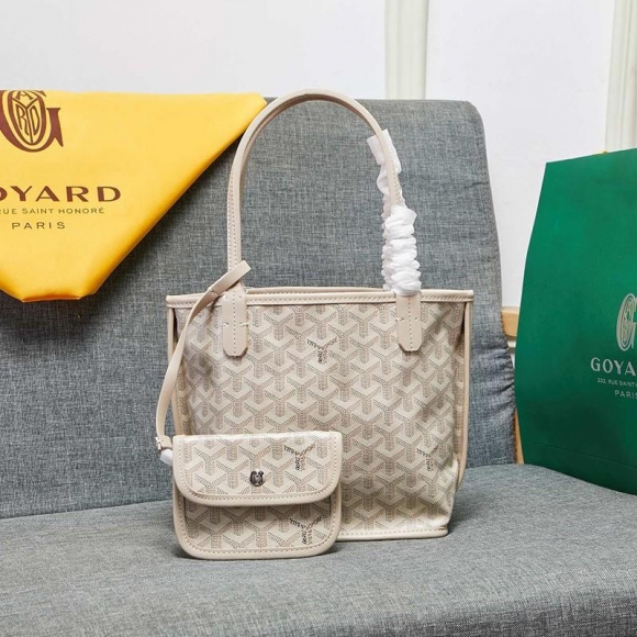 Goyard Goyardine Saint Louis Calfskin Mini Tote Beige