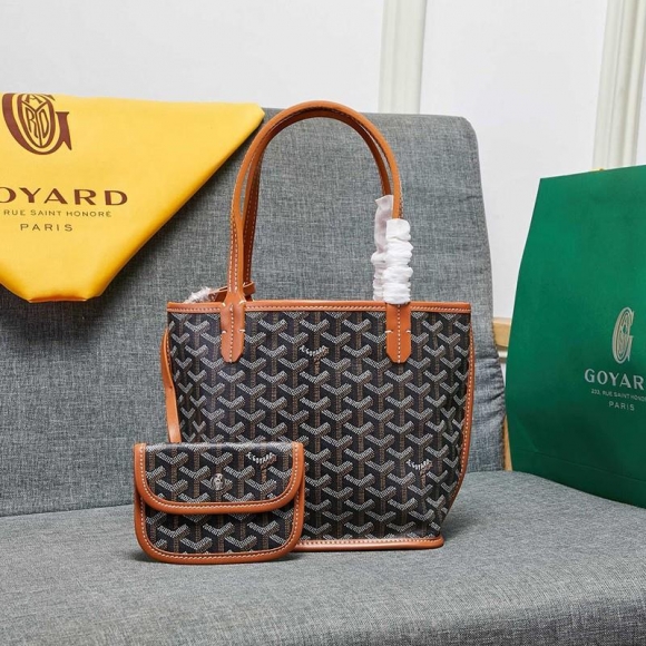 Goyard Goyardine Saint Louis Calfskin Mini Tote Brown