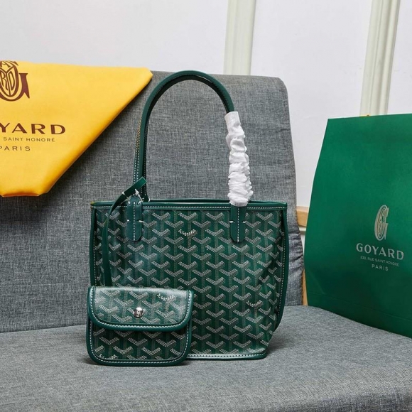 Goyard Goyardine Saint Louis Calfskin Mini Tote Green