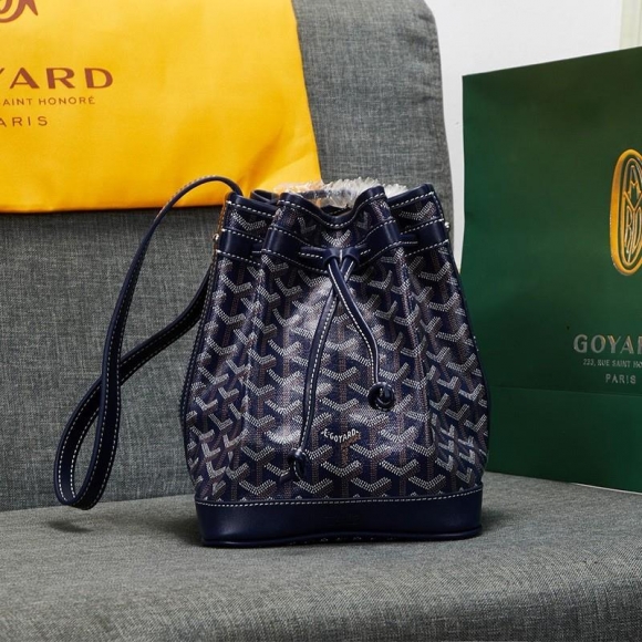 Goyard Goyardine Petit Flot Bucket Bag Navy Blue