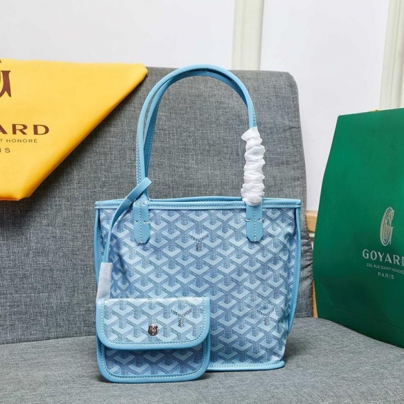 Goyard Goyardine Saint Louis Calfskin Mini Tote Sky Blue