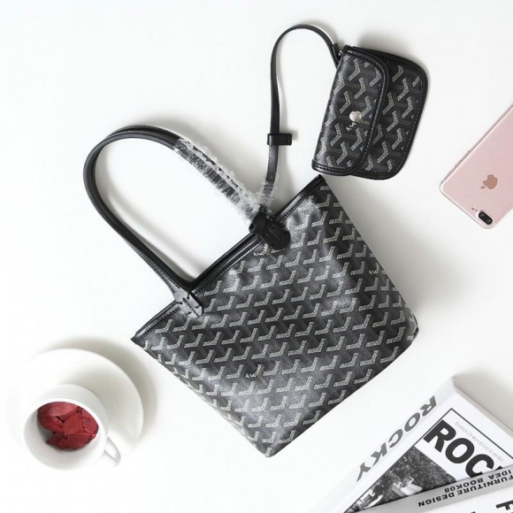 Goyard Goyardine Saint Louis Canvas Mini Tote Black