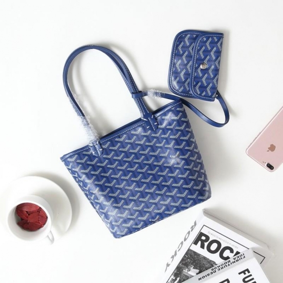 Goyard Goyardine Saint Louis Canvas Mini Tote Blue