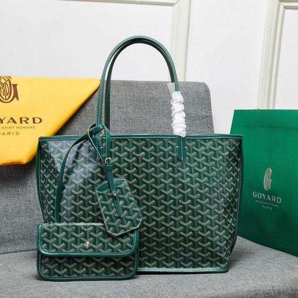 Goyard Goyardine Saint Louis Calfskin Tote Green