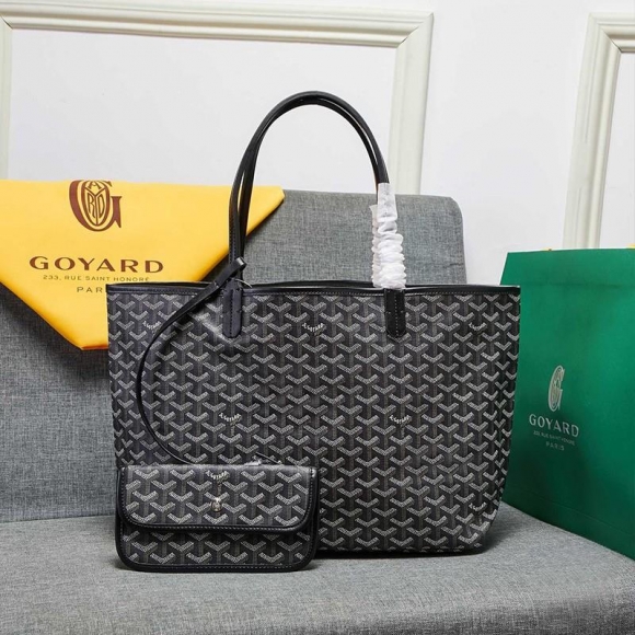 Goyard Goyardine Saint Louis Canvas Tote Black