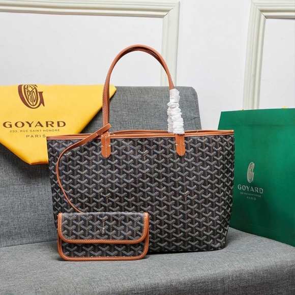 Goyard Goyardine Saint Louis Canvas Tote Brown