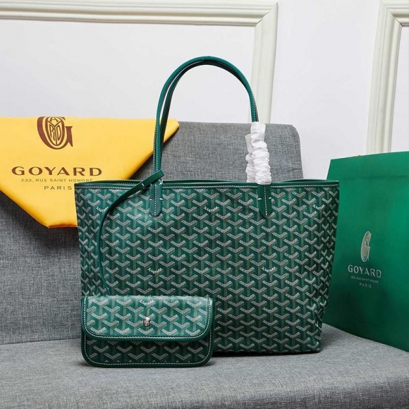 Goyard Goyardine Saint Louis Canvas Tote Green