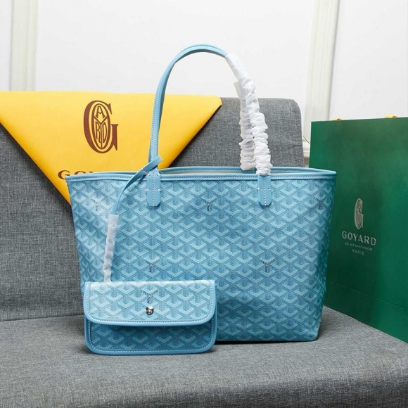 Goyard Goyardine Saint Louis Canvas Tote Sky Blue